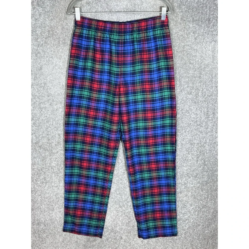 Lands End Pajama Lounge Pants Children Kids Size 18 Red Blue Green Plaid Pull On